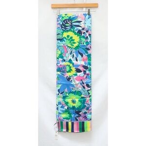 Talbots floral print rectangle scarf silk floral print green colorful tropical